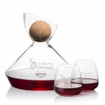 Woodbury Carafe w/Cork Stopper & Hogarth Stemless Wine with Logo