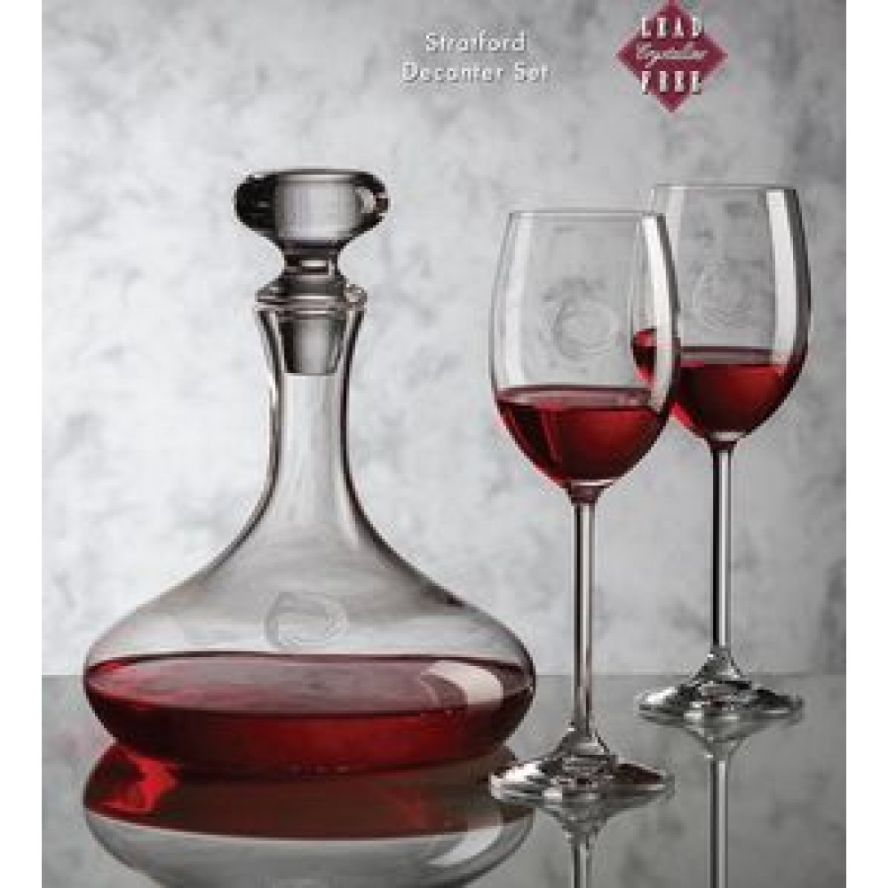 Logo Branded Stratford Decanter & 4 Wine Glasses Logo Branded Stratford Decanter & 4 Wine Glasses
