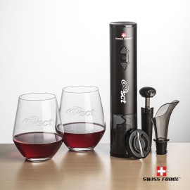 Swiss Force Opener & 2 Reina Stemless Wine with Logo  Swiss Force Opener & 2 Reina Stemless Wine with Logo