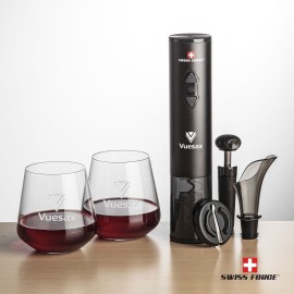 Customized Swiss Force Opener & 2 Cannes Stemless Wine