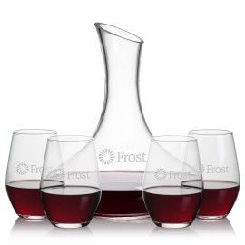 Kanata Carafe & 4 Vale Stemless Wine with Logo