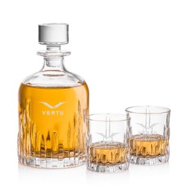 Newport Decanter & 2 On-the-Rocks with Logo