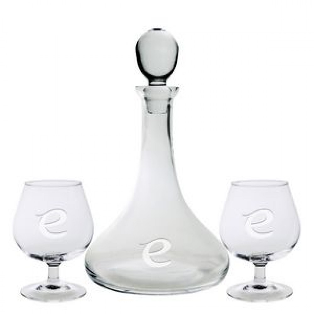 Custom Engraved Captain's Decanter and Two Brandy Glasses (3 Piece Set) Custom Engraved Captain's Decanter and Two Brandy Glasses (3 Piece Set)