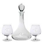 Custom Engraved Captain's Decanter and Two Brandy Glasses (3 Piece Set)