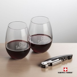 Personalized Swiss Force Opener & 2 Carlita Wine - Black