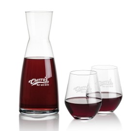 Personalized Winchester Carafe & 2 Reina Stemless  Personalized Winchester Carafe & 2 Reina Stemless