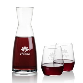 Winchester Carafe & 2 Germain Stemless with Logo  Winchester Carafe & 2 Germain Stemless with Logo