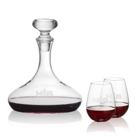 Stratford Decanter & 2 Edderton Stemless Wine with Logo  Stratford Decanter & 2 Edderton Stemless Wine with Logo