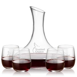 Kanata Carafe & 4 Crestview Stemless Wine with Logo  Kanata Carafe & 4 Crestview Stemless Wine with Logo