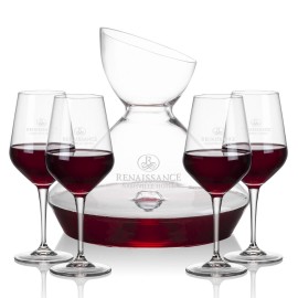 Woodbury Carafe & 4 Germain Wine with Logo