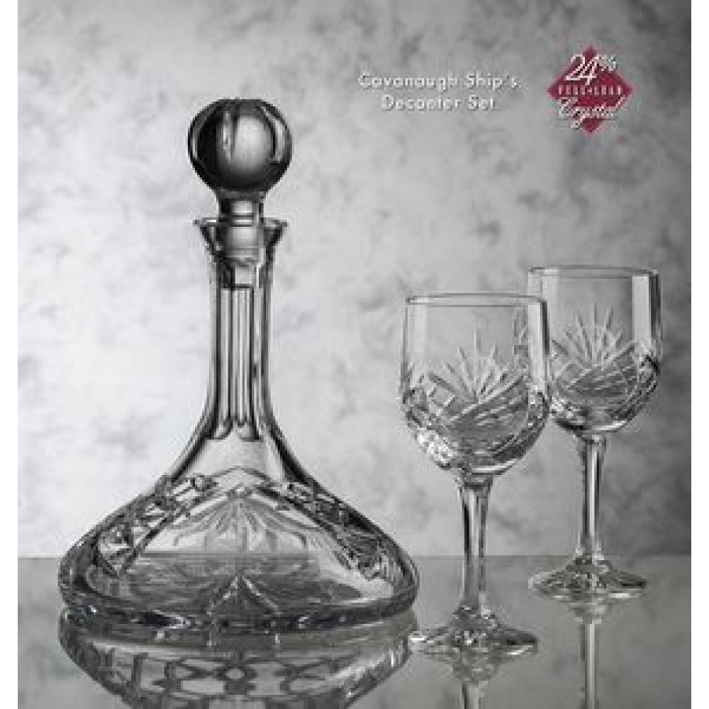 Cavanaugh Ship's Decanter & 4 Wine Glasses Custom Imprinted Cavanaugh Ship's Decanter & 4 Wine Glasses Custom Imprinted
