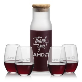 Customized Yarmouth Carafe & 4 Vale Stemless Wine  Customized Yarmouth Carafe & 4 Vale Stemless Wine