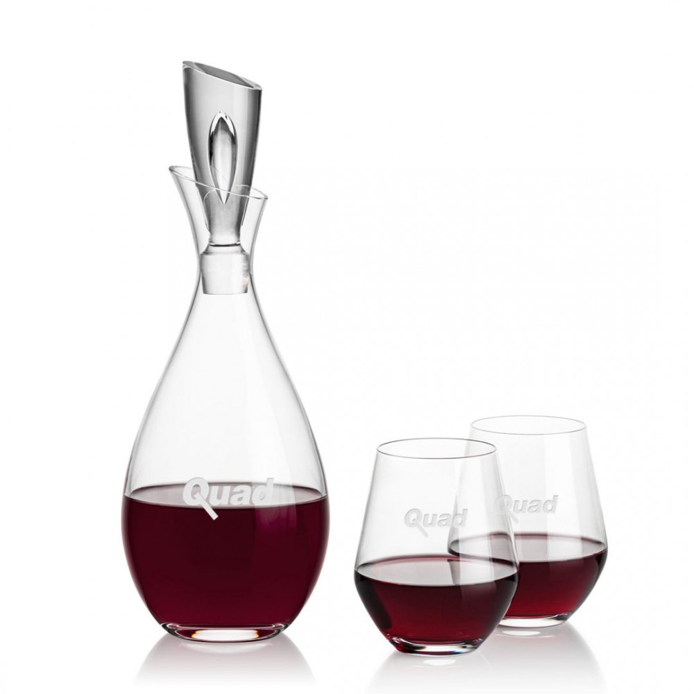 Juliette Decanter & Reina Stemless Wine with Logo Juliette Decanter & Reina Stemless Wine with Logo