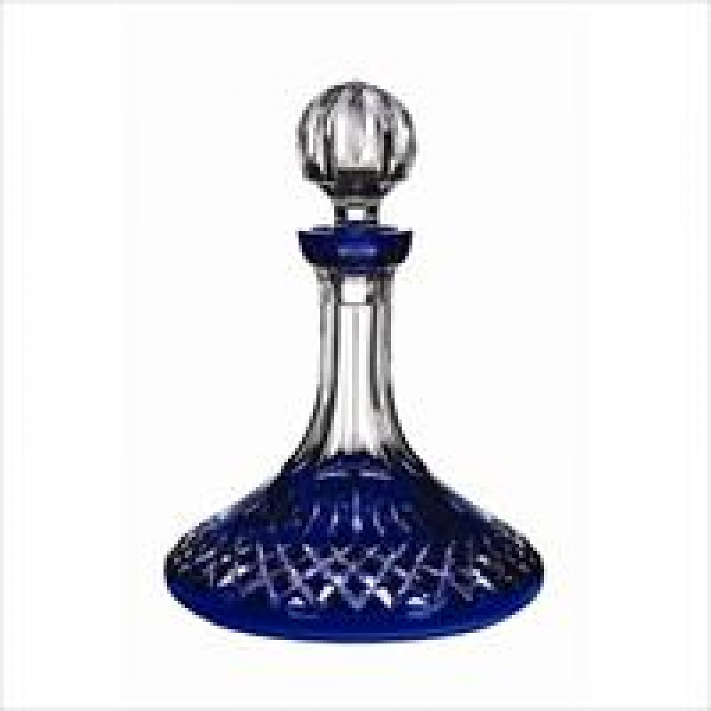 Waterford Crystal Lismore Cobalt Ship's Decanter Logo Branded Waterford Crystal Lismore Cobalt Ship's Decanter Logo Branded