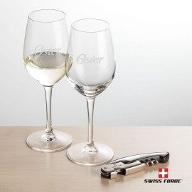 Personalized Swiss Force Opener & 2 Lethbridge Wine - Silver