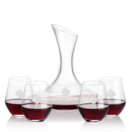 Personalized Madagascar Carafe & 4 Reina Stemless Wine