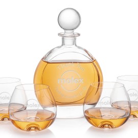 Bonello Decanter & 4 Boston On-the-Rocks with Logo