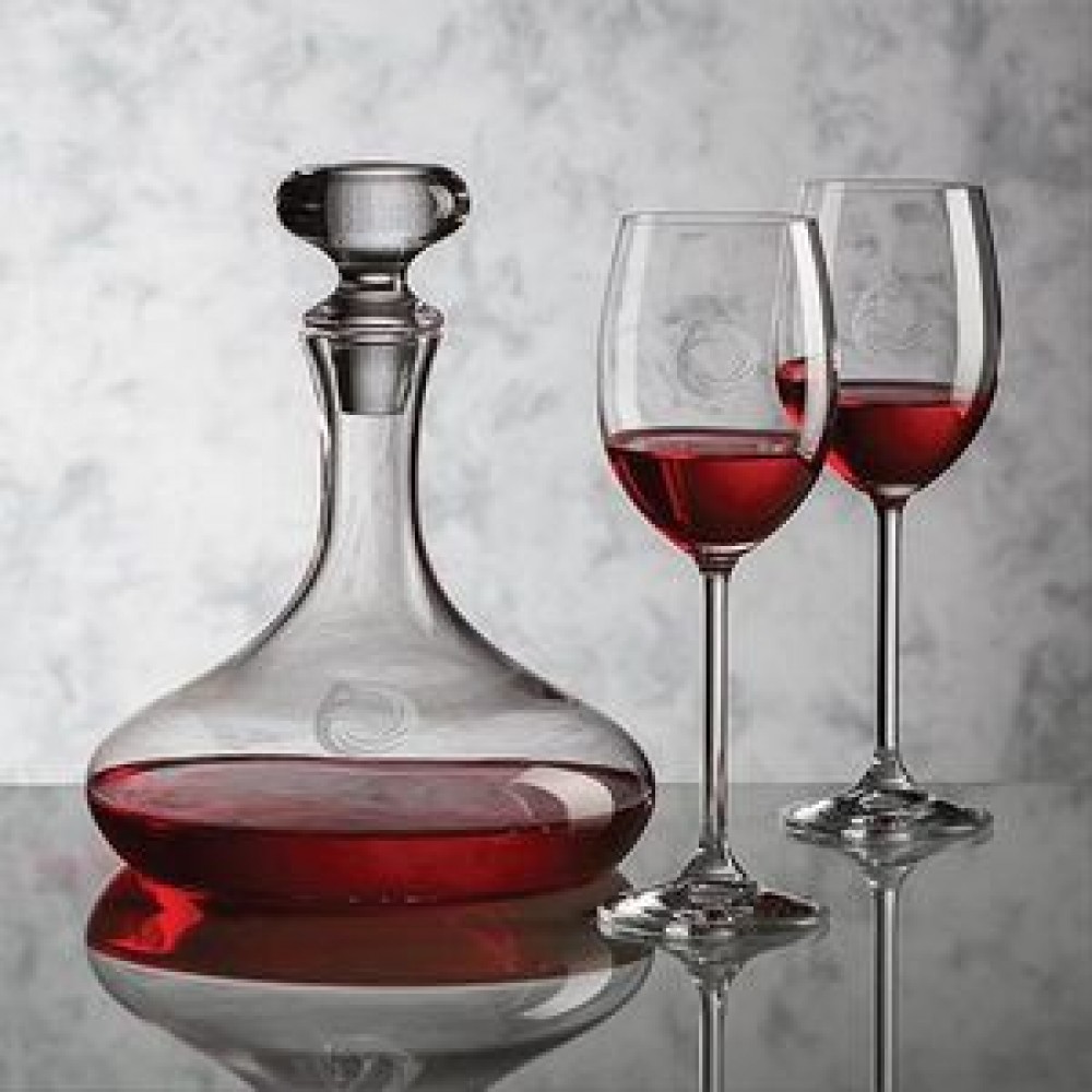 Custom Imprinted Stratford Decanter & 2 Wine Glasses Custom Imprinted Stratford Decanter & 2 Wine Glasses