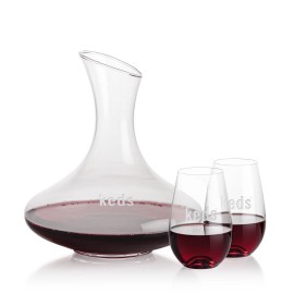 Innisfil Carafe & 2 Boston Stemless Wine with Logo  Innisfil Carafe & 2 Boston Stemless Wine with Logo