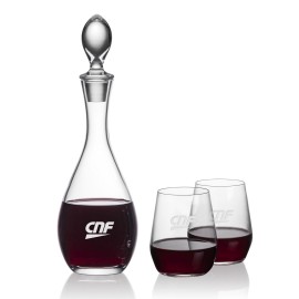 Malvern Decanter & 2 Germain Stemless Wine with Logo  Malvern Decanter & 2 Germain Stemless Wine with Logo