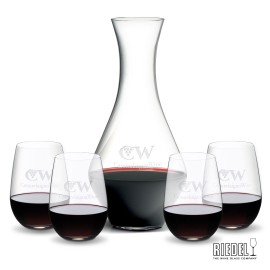 Custom RIEDEL Merlot Decanter & 4 Stemless Wine