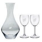 Custom Printed Vino Grande Carafe (40 oz.) with Set of Two (8.5 oz) Park Avenue Wine Glasses (3 Piece Set)