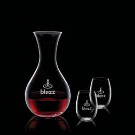 Logo Branded Adelita Carafe & 2 Carlita Stemless Wine