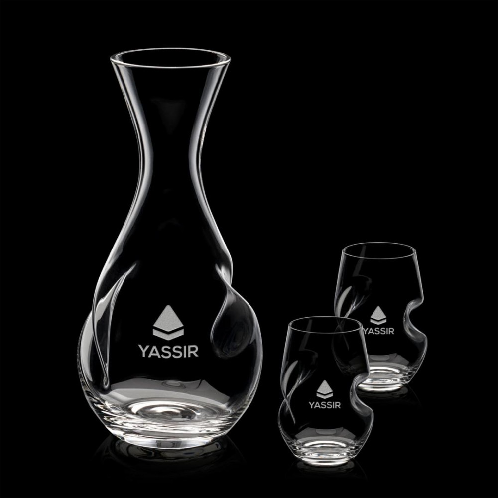 Tallandale Carafe & 2 Stemless Wine with Logo
