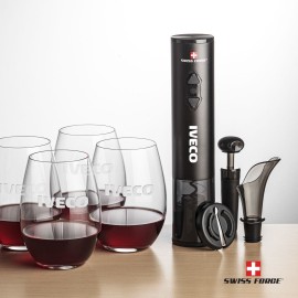 Swiss Force Opener & 4 Carlita Stemless Wine with Logo