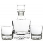 Round Spirit Decanter Set, 3 piece Set (1 Spirit Decanter and 2 Spirit Glasses) with Logo