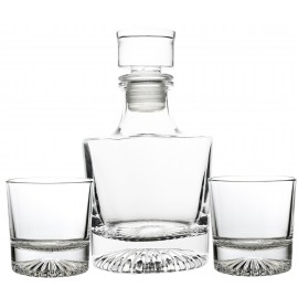 Round Spirit Decanter Set, 3 piece Set (1 Spirit Decanter and 2 Spirit Glasses) with Logo