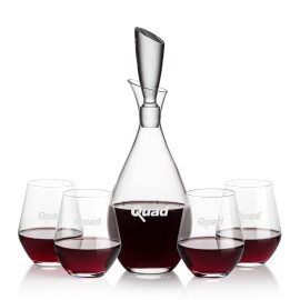 Juliette Decanter & 4 Reina Stemless Wine with Logo