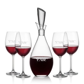 Juliette Decanter & 4 Coleford Wine with Logo  Juliette Decanter & 4 Coleford Wine with Logo