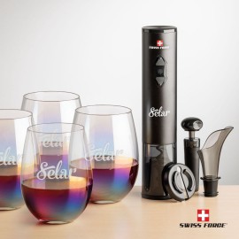 Custom Swiss Force Opener & 4 Miami Stemless Wine  Custom Swiss Force Opener & 4 Miami Stemless Wine