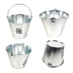 Round Galvanized Ice Bucket With Handle - 5L with Logo