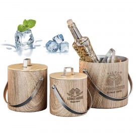 Double Wall Wooden Ice Bucket Stainless Steel with Tongs with Logo Double Wall Wooden Ice Bucket Stainless Steel with Tongs with Logo