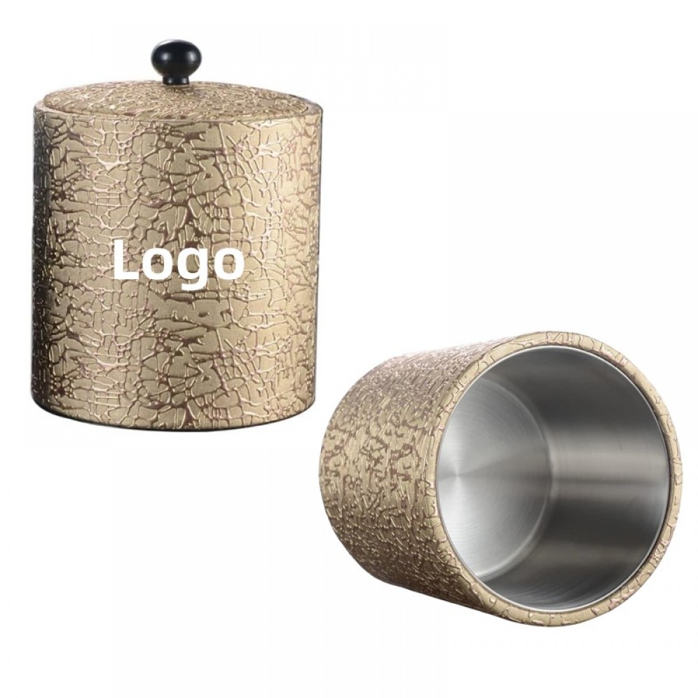 Stainless Steel Ice Bucket with Lid and PU Epidermis with Logo Stainless Steel Ice Bucket with Lid and PU Epidermis with Logo