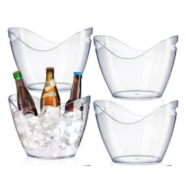 4L Clear Plastic Ice Bucket with Logo
