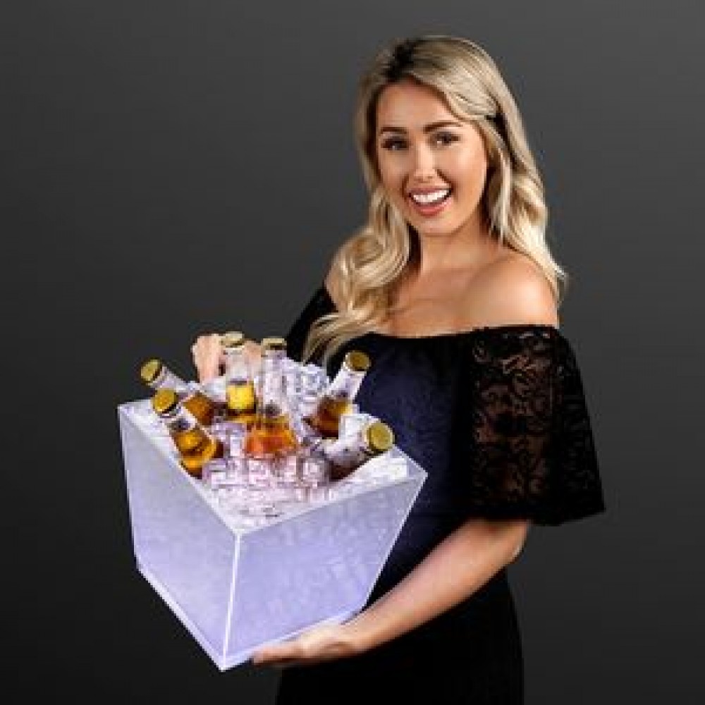 Logo Branded White LED Bottle Service Ice Bucket Logo Branded White LED Bottle Service Ice Bucket