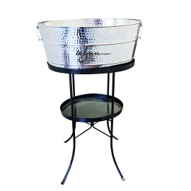 Promotional BREKX Aspen Hammered Beverage Tub in Stainless Steel with 28-inch Stand  Promotional BREKX Aspen Hammered Beverage Tub in Stainless Steel with 28-inch Stand