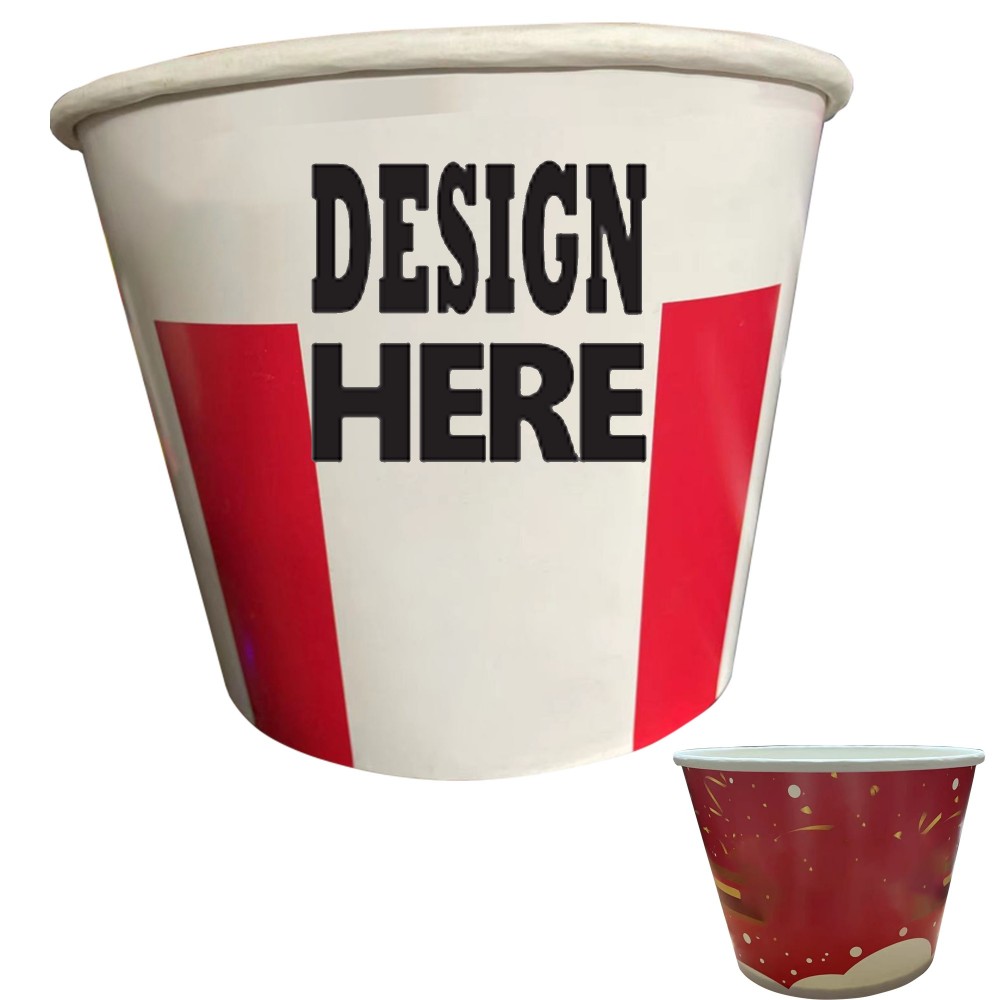 Customized 85 OZ Custom Full color Fried Chicken Popcorn Bucket Snack Tub Customized 85 OZ Custom Full color Fried Chicken Popcorn Bucket Snack Tub