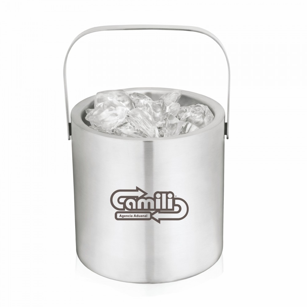 Stainless Steel Ice Bucket with Tongs by True with Logo