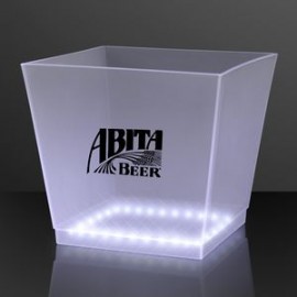 White LED Bottle Service Ice Bucket - Domestic Print with Logo