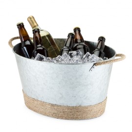 Logo Branded Twine Living Jute Wrapped Galvanized Ice Tub  Logo Branded Twine Living Jute Wrapped Galvanized Ice Tub