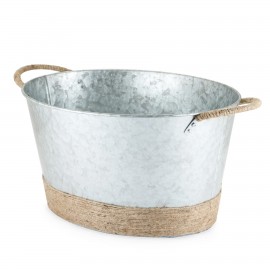 Personalized Twine Jute Rope Wrapped Galvanized Tub  Personalized Twine Jute Rope Wrapped Galvanized Tub