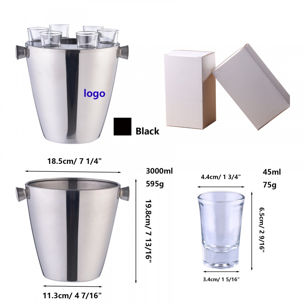 Ice bucket with glass cups with Logo