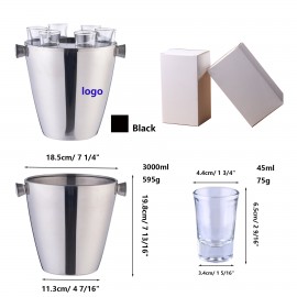 Ice bucket with glass cups with Logo  Ice bucket with glass cups with Logo