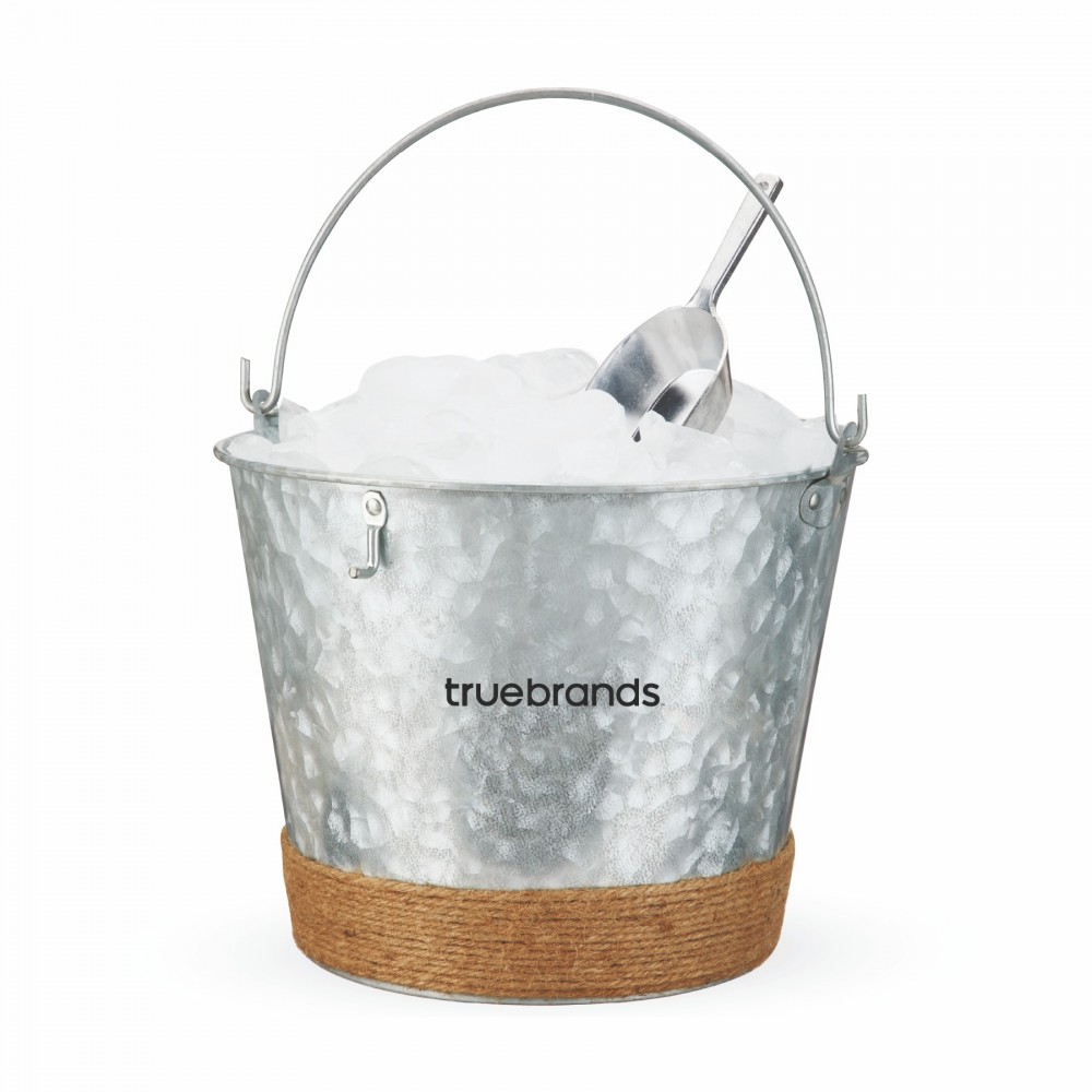 Custom Jute Wrapped Galvanized Ice Bucket by Twine