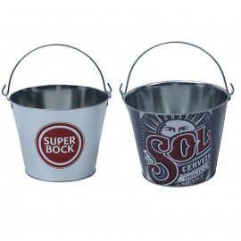 Logo Branded 5 Quart Galvanized Metal Ice Bucket  Logo Branded 5 Quart Galvanized Metal Ice Bucket