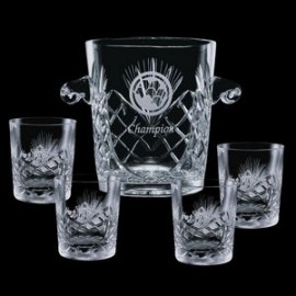 Cavanaugh Ice Bucket & 4 Old Fashioned with Logo  Cavanaugh Ice Bucket & 4 Old Fashioned with Logo